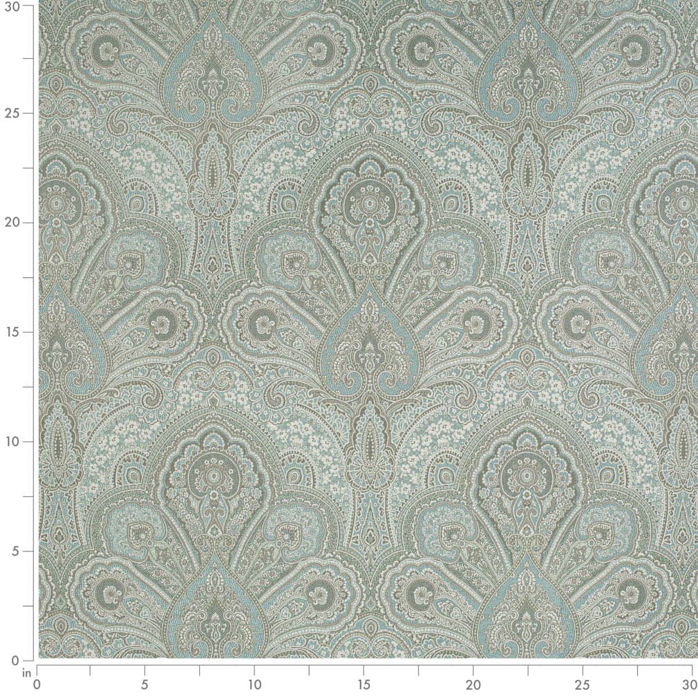 D3298 Damask Aqua Flora Aqua & Teal Charlotte Fabrics