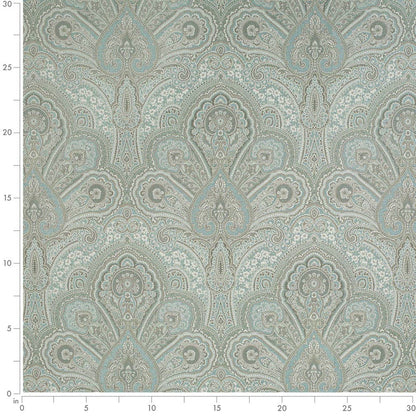 D3298 Damask Aqua Flora Aqua & Teal Charlotte Fabrics