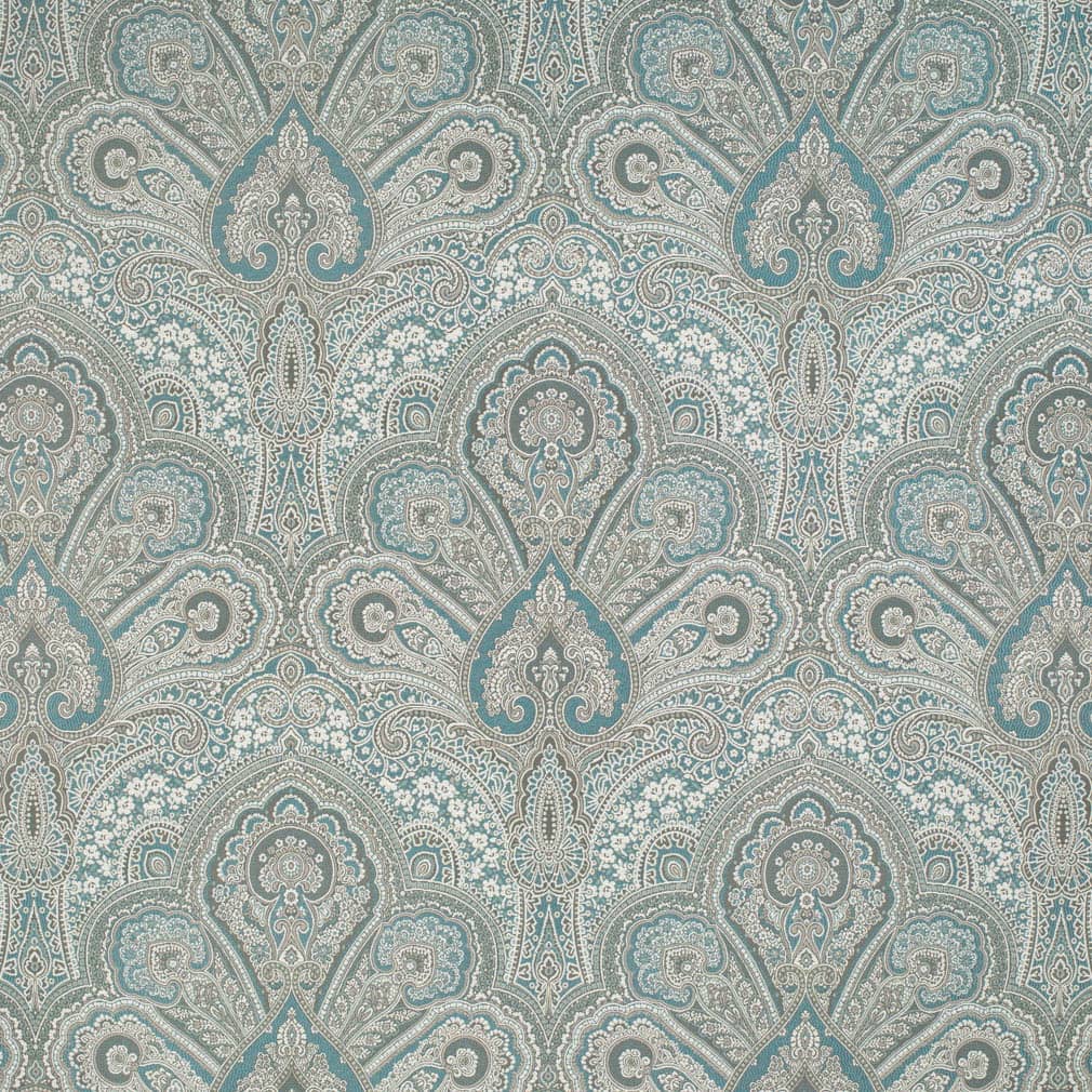 D3299 Damask Turquoise Flora Aqua & Teal Charlotte Fabrics