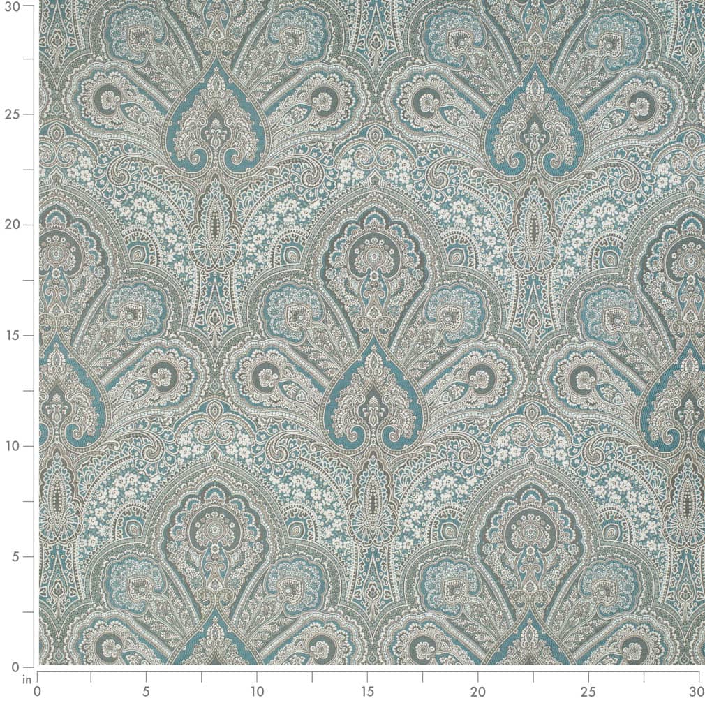 D3299 Damask Turquoise Flora Aqua & Teal Charlotte Fabrics