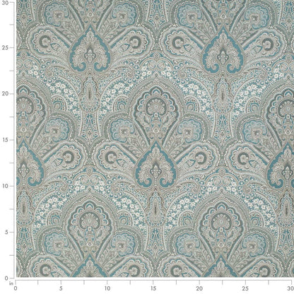 D3299 Damask Turquoise Flora Aqua & Teal Charlotte Fabrics