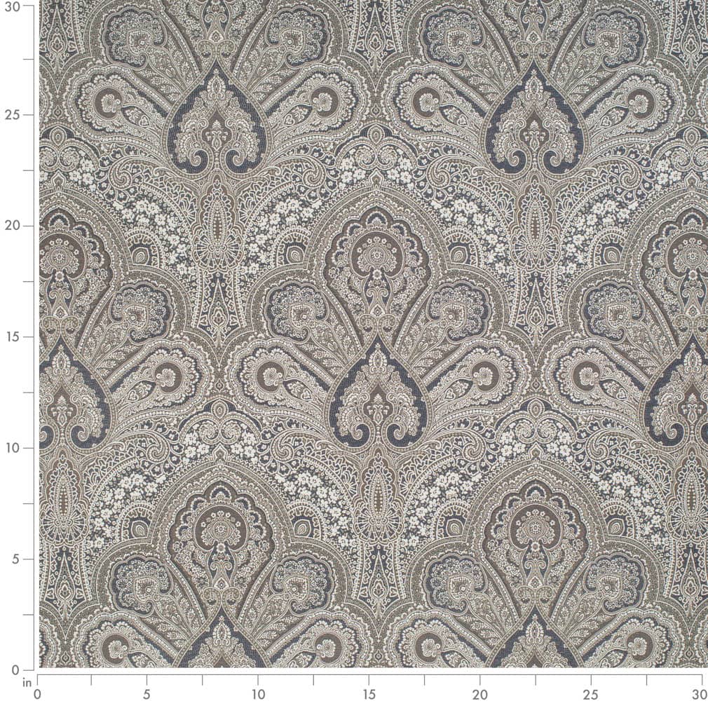 D3300 Damask Midnight Flora Blue Charlotte Fabrics