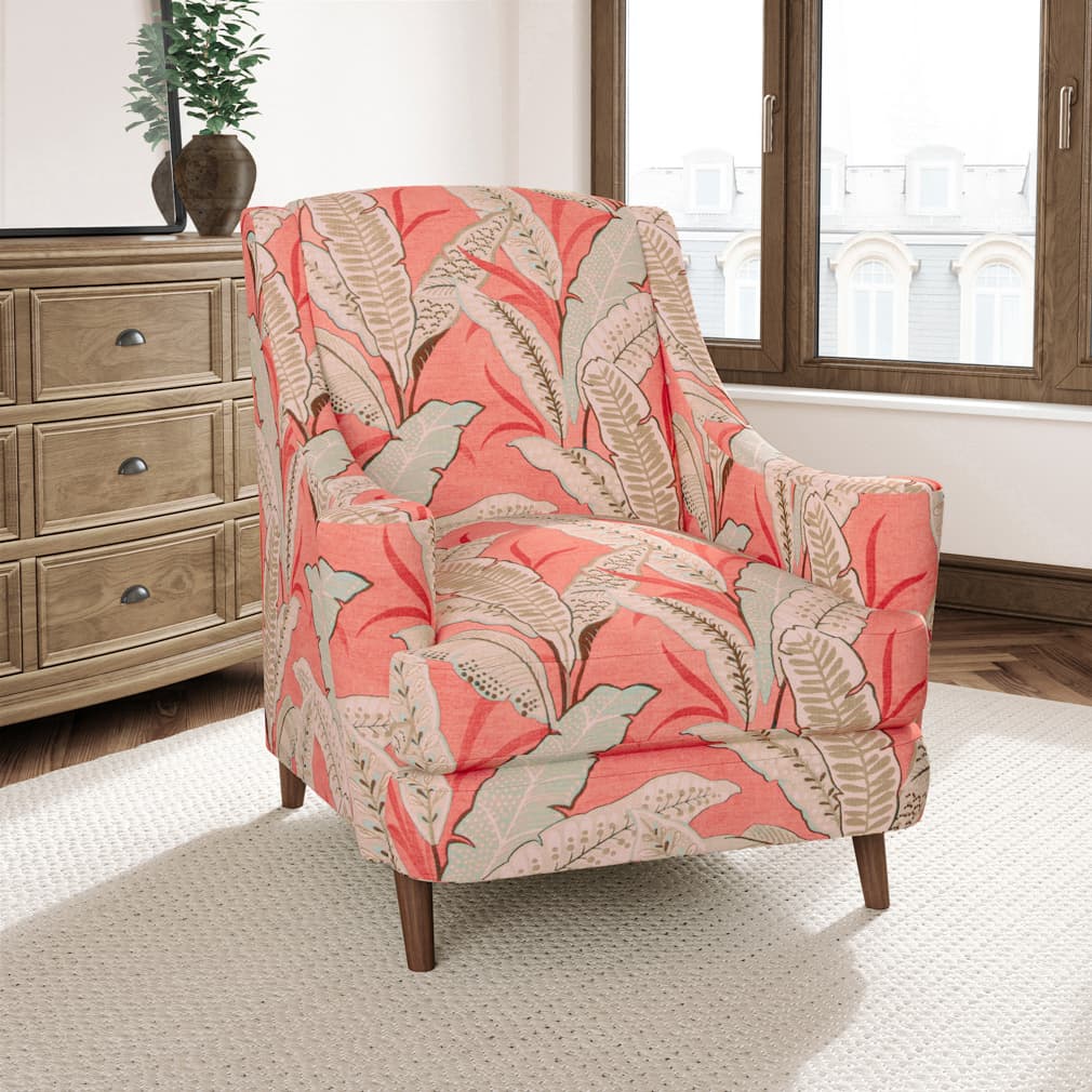 D3305 Leaves,Tropical & Botanical Coral Coral & Peach,Pink Charlotte Fabrics