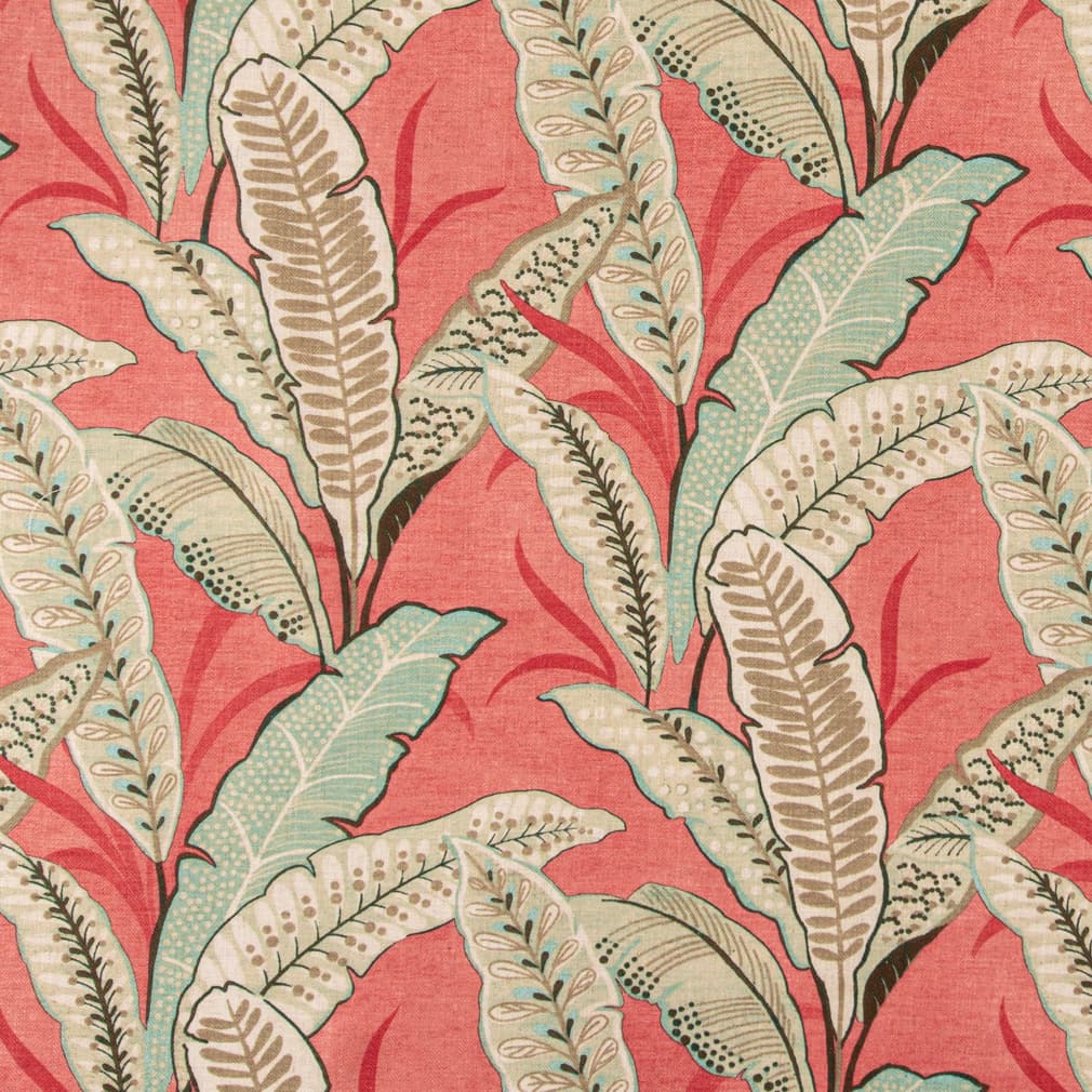 D3305 Leaves,Tropical & Botanical Coral Coral & Peach,Pink Charlotte Fabrics