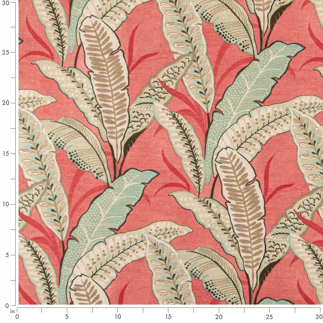 D3305 Leaves,Tropical & Botanical Coral Coral & Peach,Pink Charlotte Fabrics