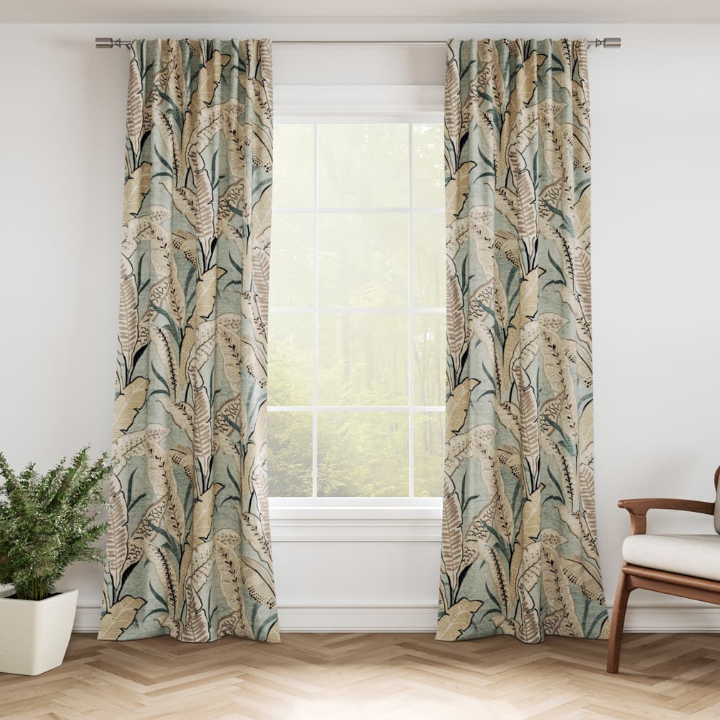 D3308 Leaves,Tropical & Botanical Aqua Aqua & Teal Charlotte Fabrics