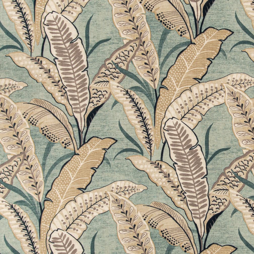 D3308 Leaves,Tropical & Botanical Aqua Aqua & Teal Charlotte Fabrics