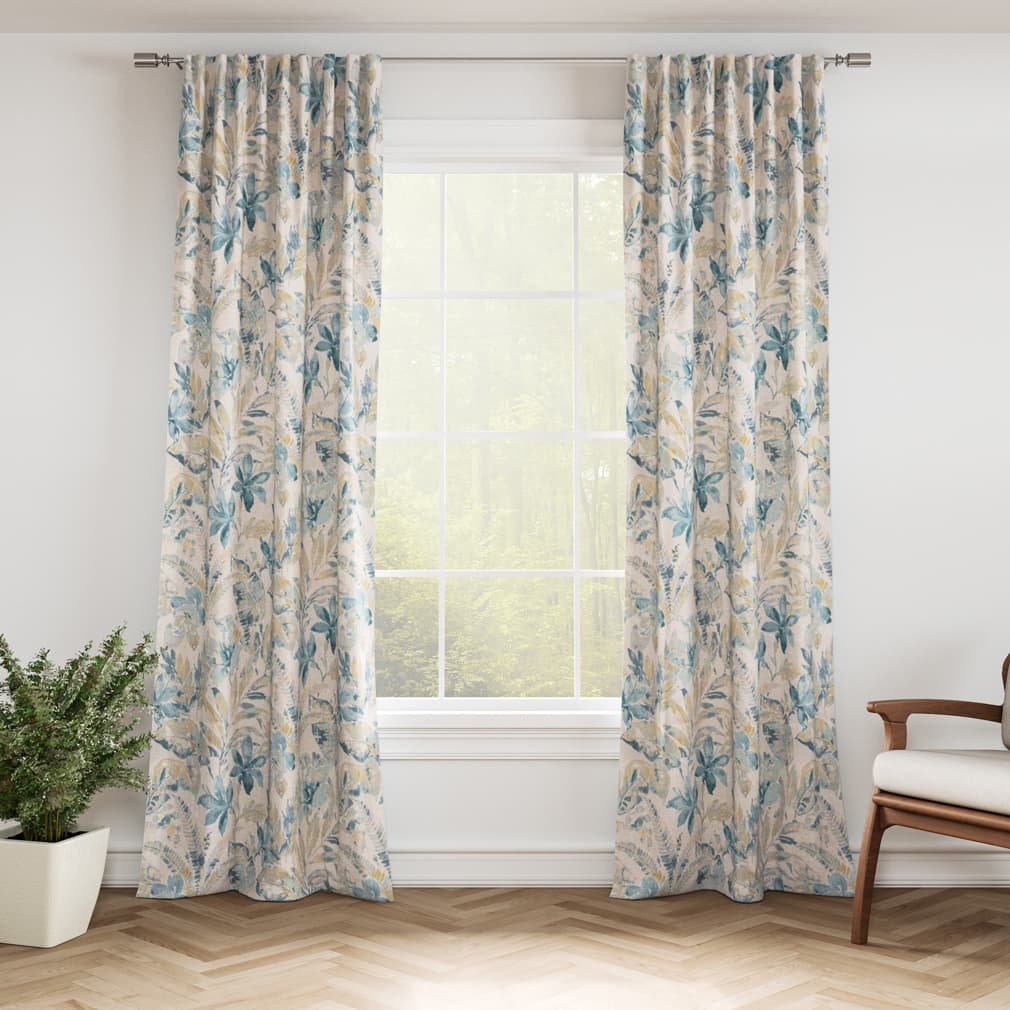 D3311 Floral,Tropical & Botanical Mist Aqua & Teal Charlotte Fabrics