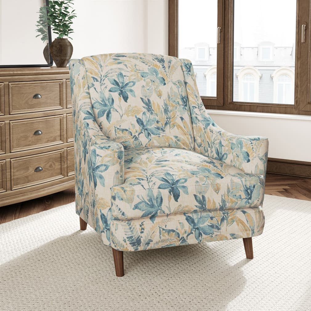 D3311 Floral,Tropical & Botanical Mist Aqua & Teal Charlotte Fabrics