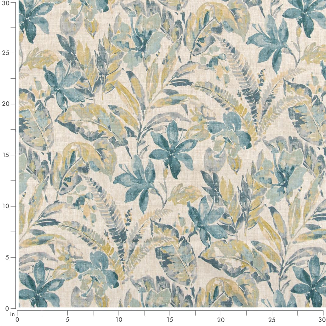 D3311 Floral,Tropical & Botanical Mist Aqua & Teal Charlotte Fabrics
