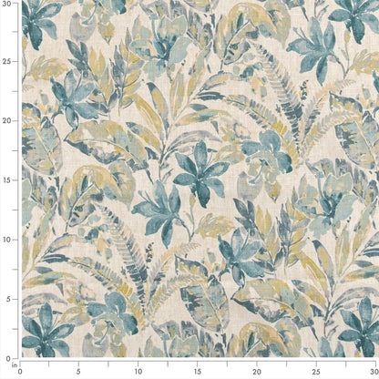 D3311 Floral,Tropical & Botanical Mist Aqua & Teal Charlotte Fabrics