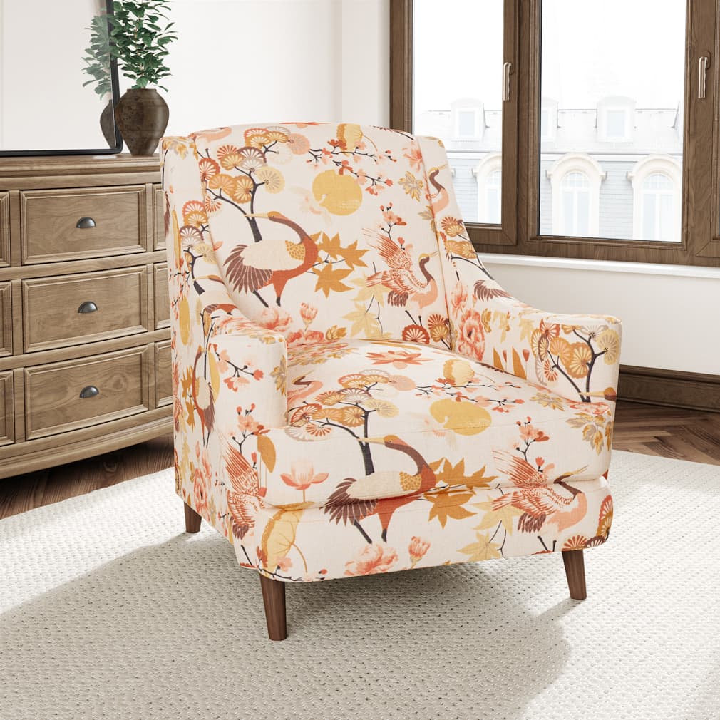 D3313 Floral,Novelty,Tropical & Botanical Sunset Coral & Peach,Gold & Yellow Charlotte Fabrics