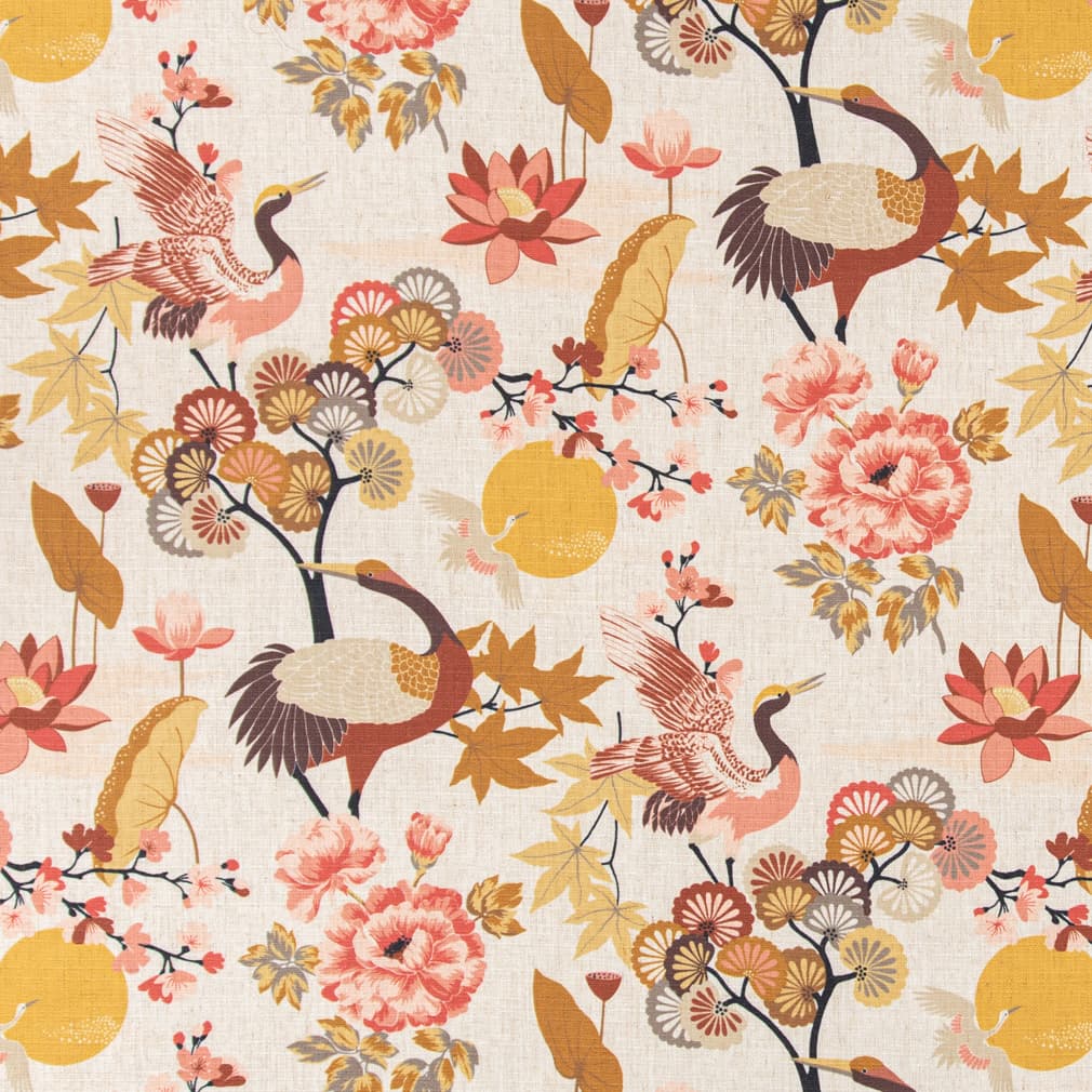 D3313 Floral,Novelty,Tropical & Botanical Sunset Coral & Peach,Gold & Yellow Charlotte Fabrics