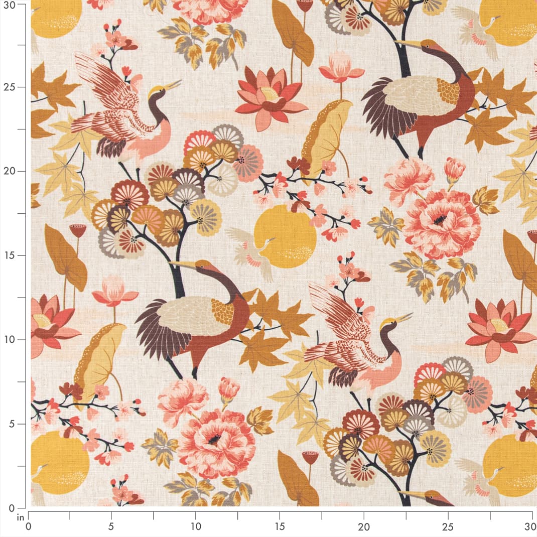 D3313 Floral,Novelty,Tropical & Botanical Sunset Coral & Peach,Gold & Yellow Charlotte Fabrics