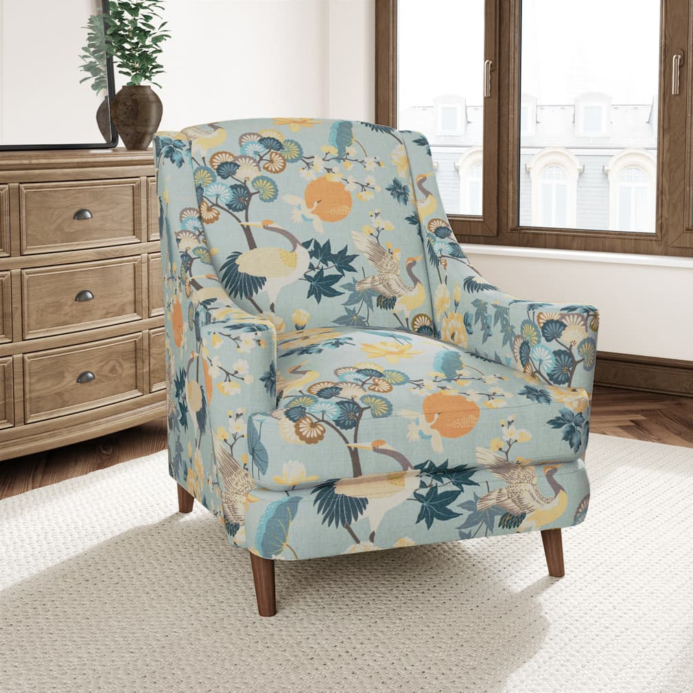 D3315 Floral,Novelty,Tropical & Botanical Sky Aqua & Teal,Gold & Yellow Charlotte Fabrics