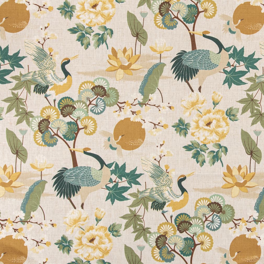 D3317 Floral,Novelty,Tropical & Botanical Sage Gold & Yellow,Green Charlotte Fabrics