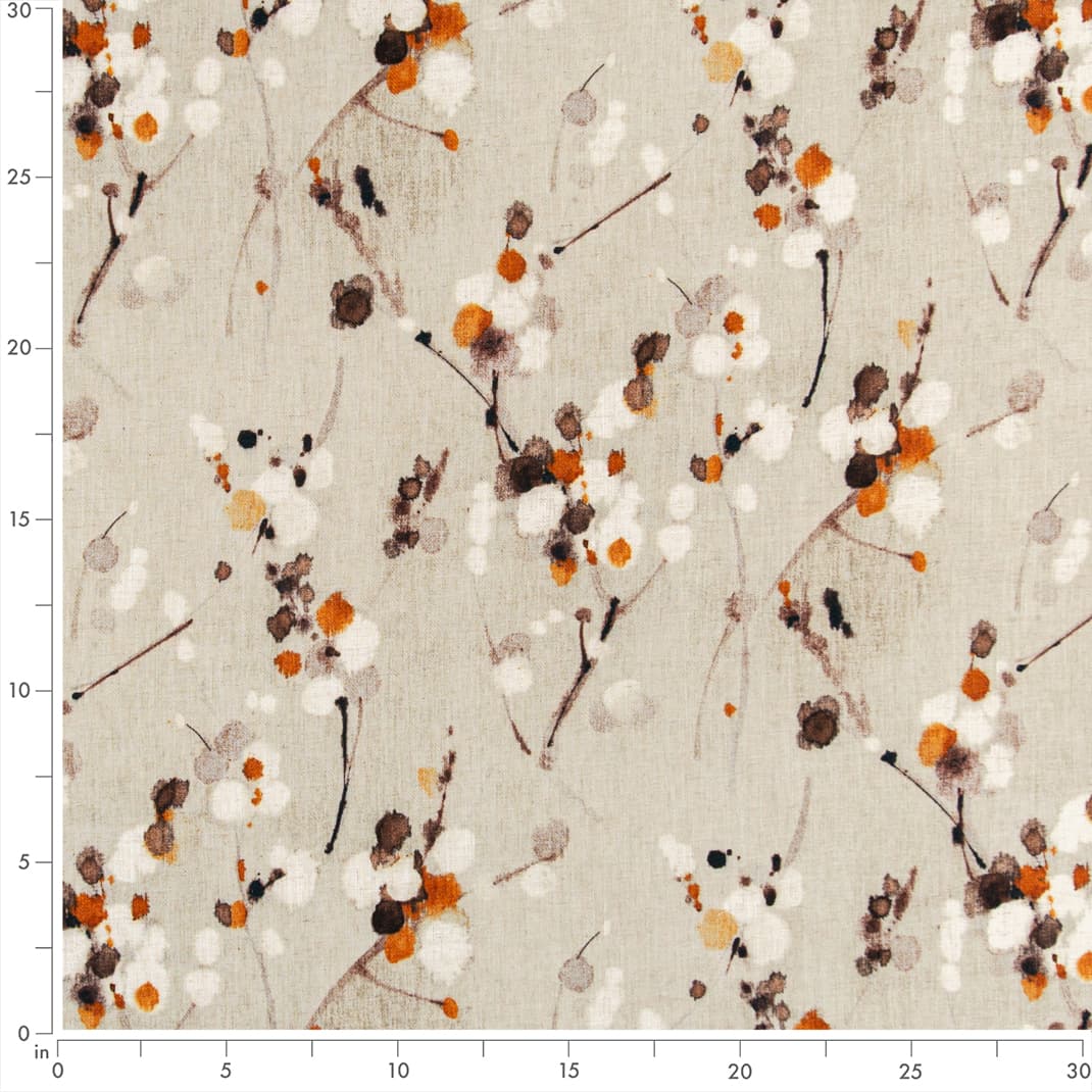 D3318 Abstract & Geometric,Leaves Autumn Orange & Rust Charlotte Fabrics