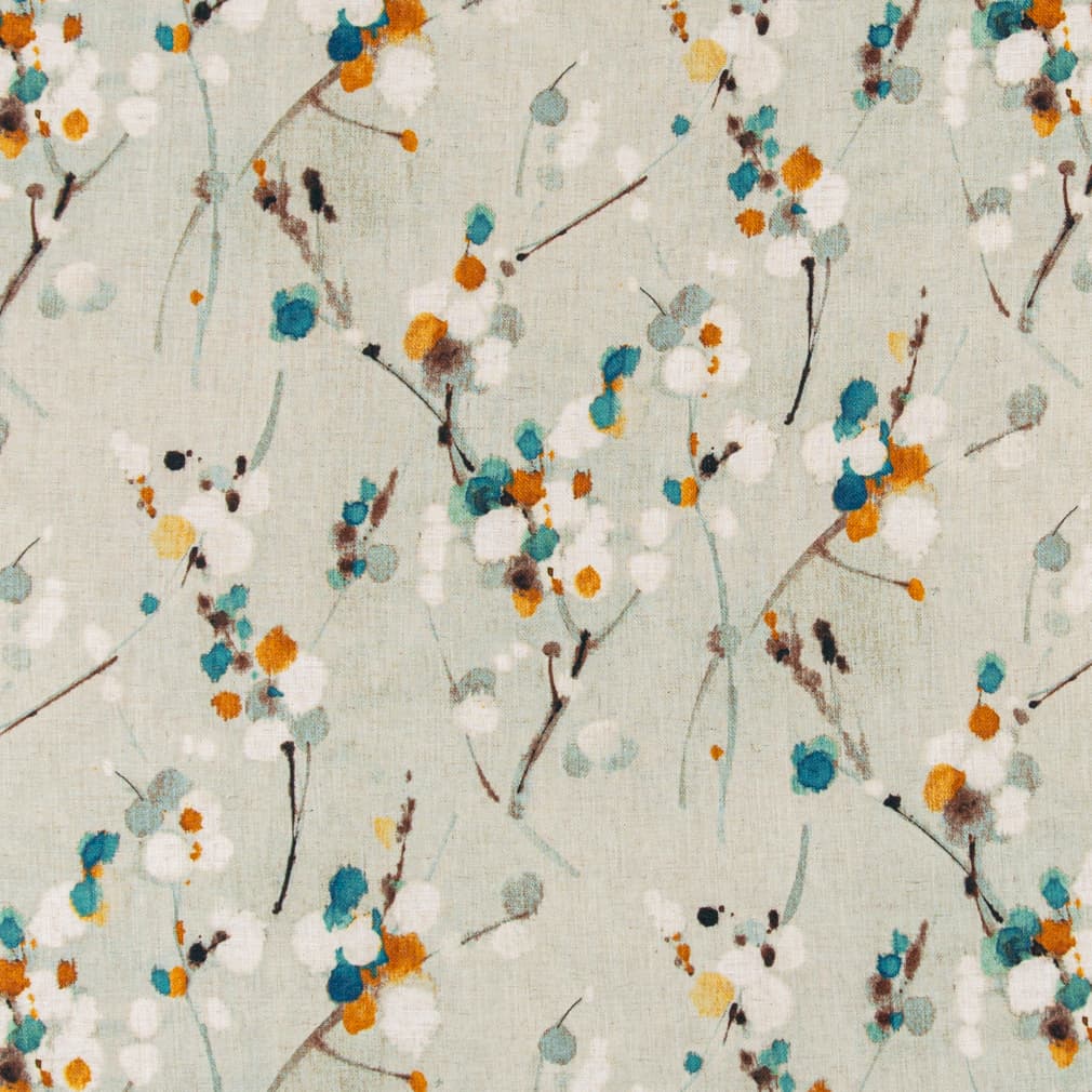 D3320 Abstract & Geometric,Leaves Turquoise Aqua & Teal,Orange & Rust Charlotte Fabrics