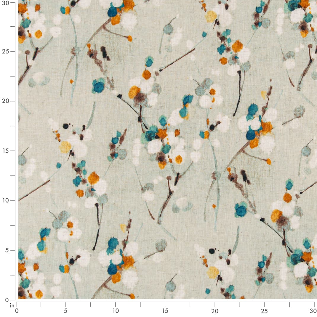 D3320 Abstract & Geometric,Leaves Turquoise Aqua & Teal,Orange & Rust Charlotte Fabrics