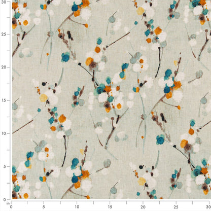 D3320 Abstract & Geometric,Leaves Turquoise Aqua & Teal,Orange & Rust Charlotte Fabrics