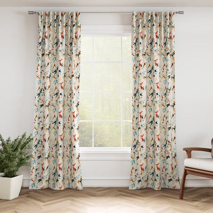 D3326 Leaves,Tropical & Botanical Fiesta Blue,Orange & Rust Charlotte Fabrics