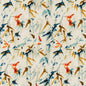 D3326 Leaves,Tropical & Botanical Fiesta Blue,Orange & Rust Charlotte Fabrics