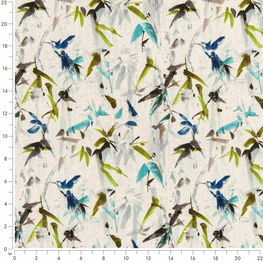 D3327 Leaves,Tropical & Botanical Marine Blue,Green Charlotte Fabrics