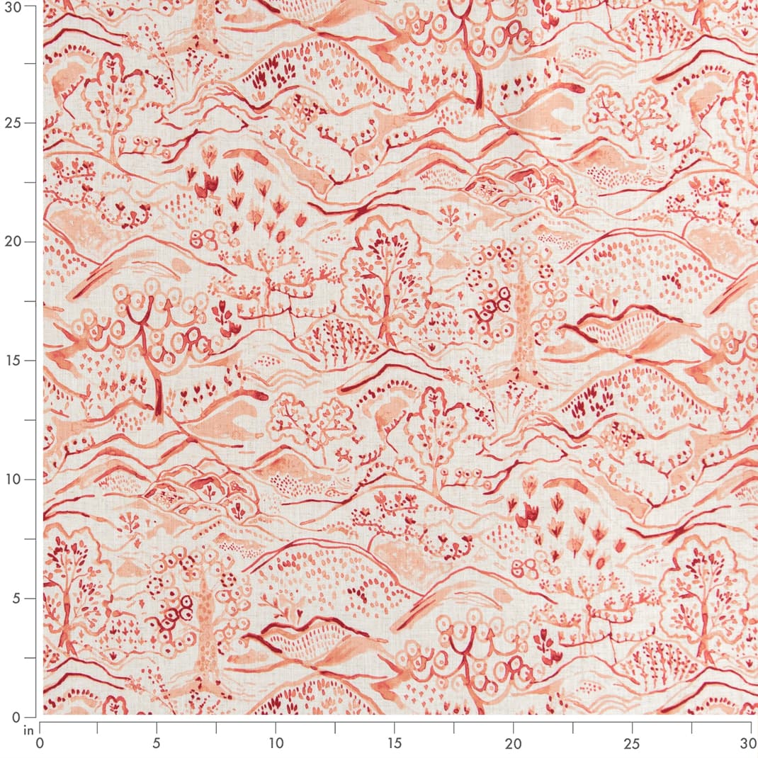 D3333 Toile Peach Coral & Peach,Pink Charlotte Fabrics