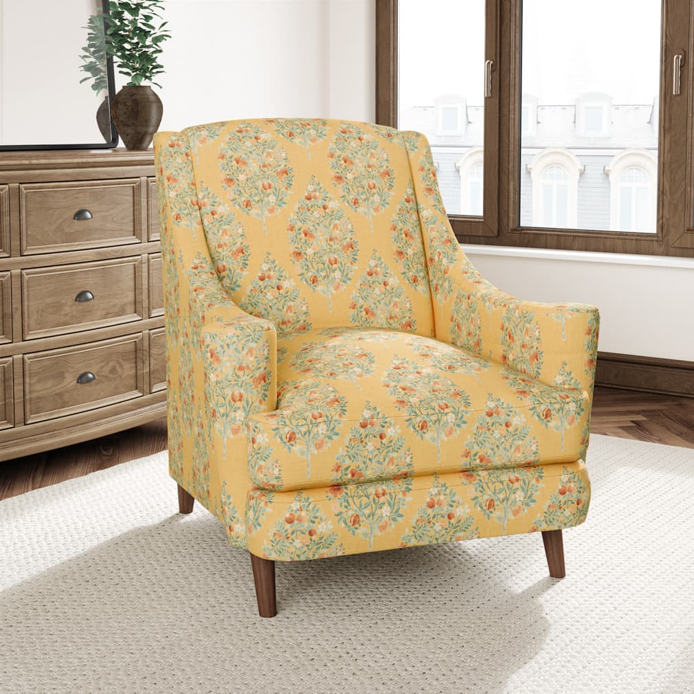 D3337 Floral Amber Aqua & Teal,Gold & Yellow Charlotte Fabrics