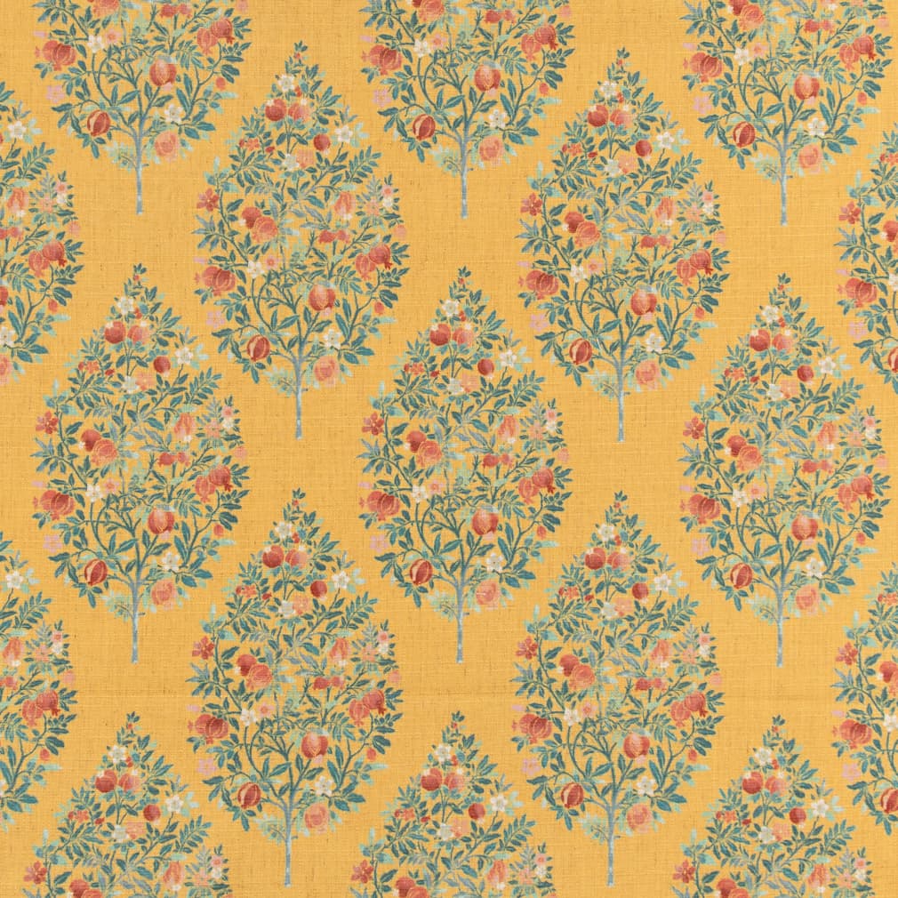 D3337 Floral Amber Aqua & Teal,Gold & Yellow Charlotte Fabrics