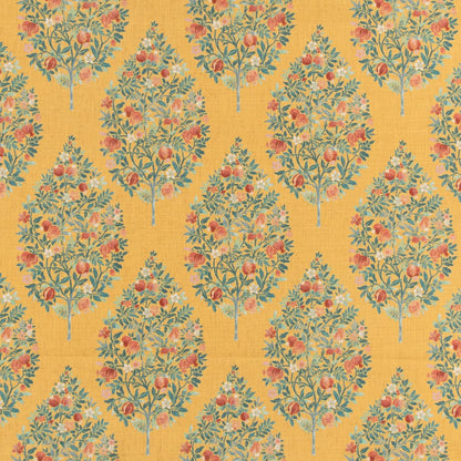 D3337 Floral Amber Aqua & Teal,Gold & Yellow Charlotte Fabrics