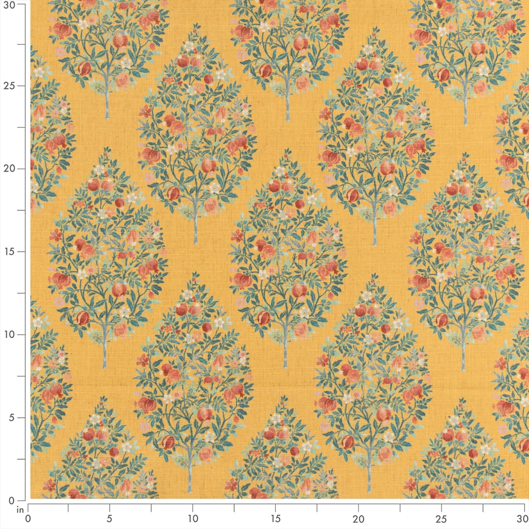 D3337 Floral Amber Aqua & Teal,Gold & Yellow Charlotte Fabrics