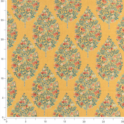 D3337 Floral Amber Aqua & Teal,Gold & Yellow Charlotte Fabrics