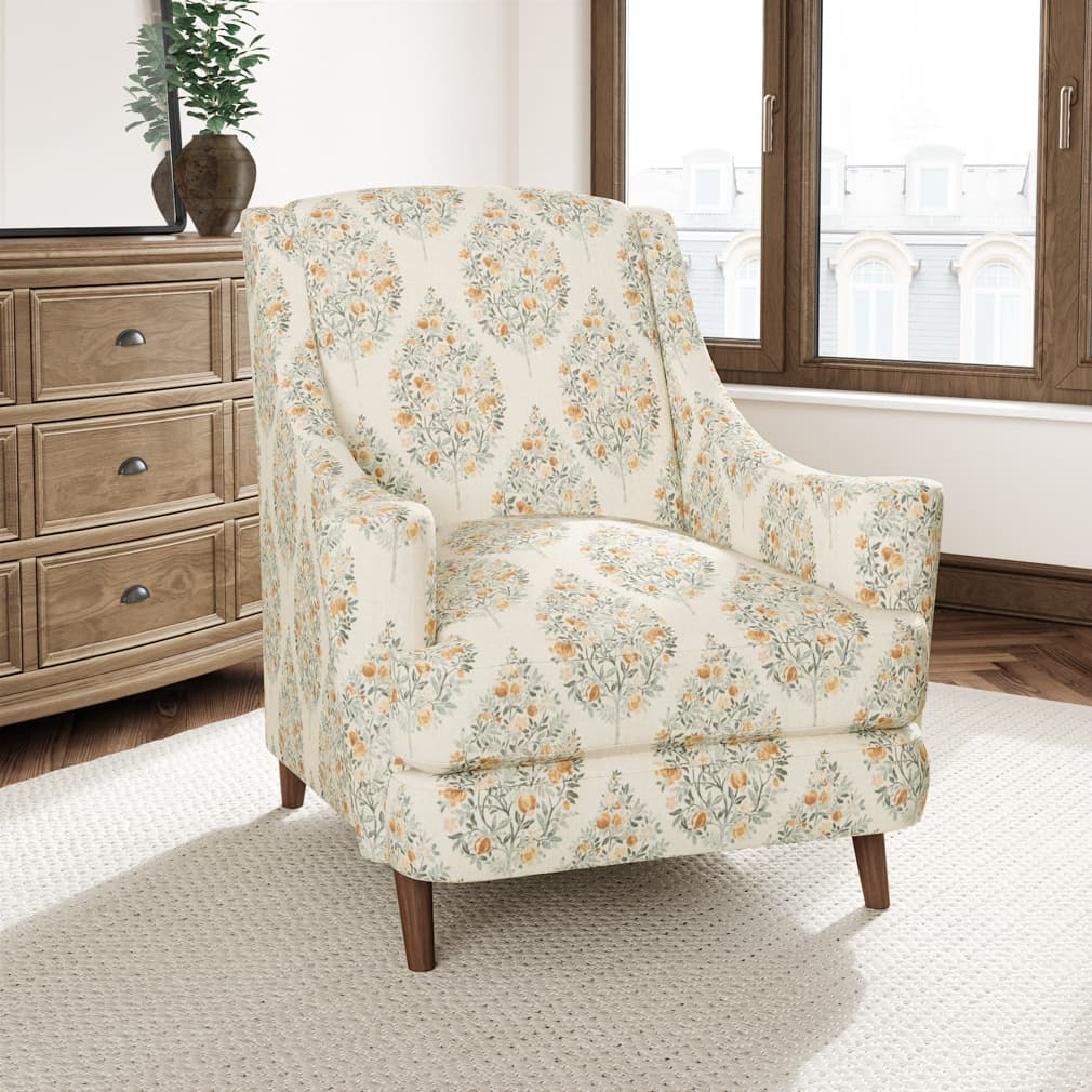 D3338 Floral Copper Green,Orange & Rust Charlotte Fabrics