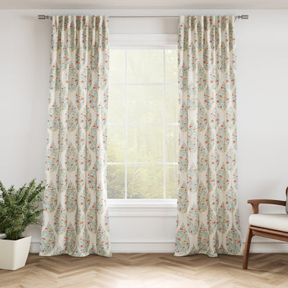 D3339 Floral Seaglass Aqua & Teal,Coral & Peach Charlotte Fabrics