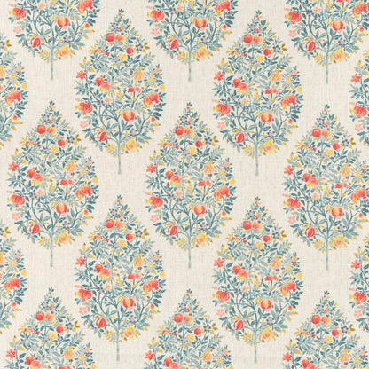 D3339 Floral Seaglass Aqua & Teal,Coral & Peach Charlotte Fabrics