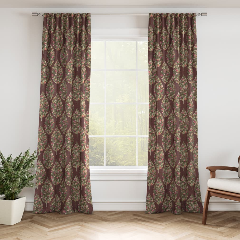 D3340 Floral Wine Green,Purple Charlotte Fabrics