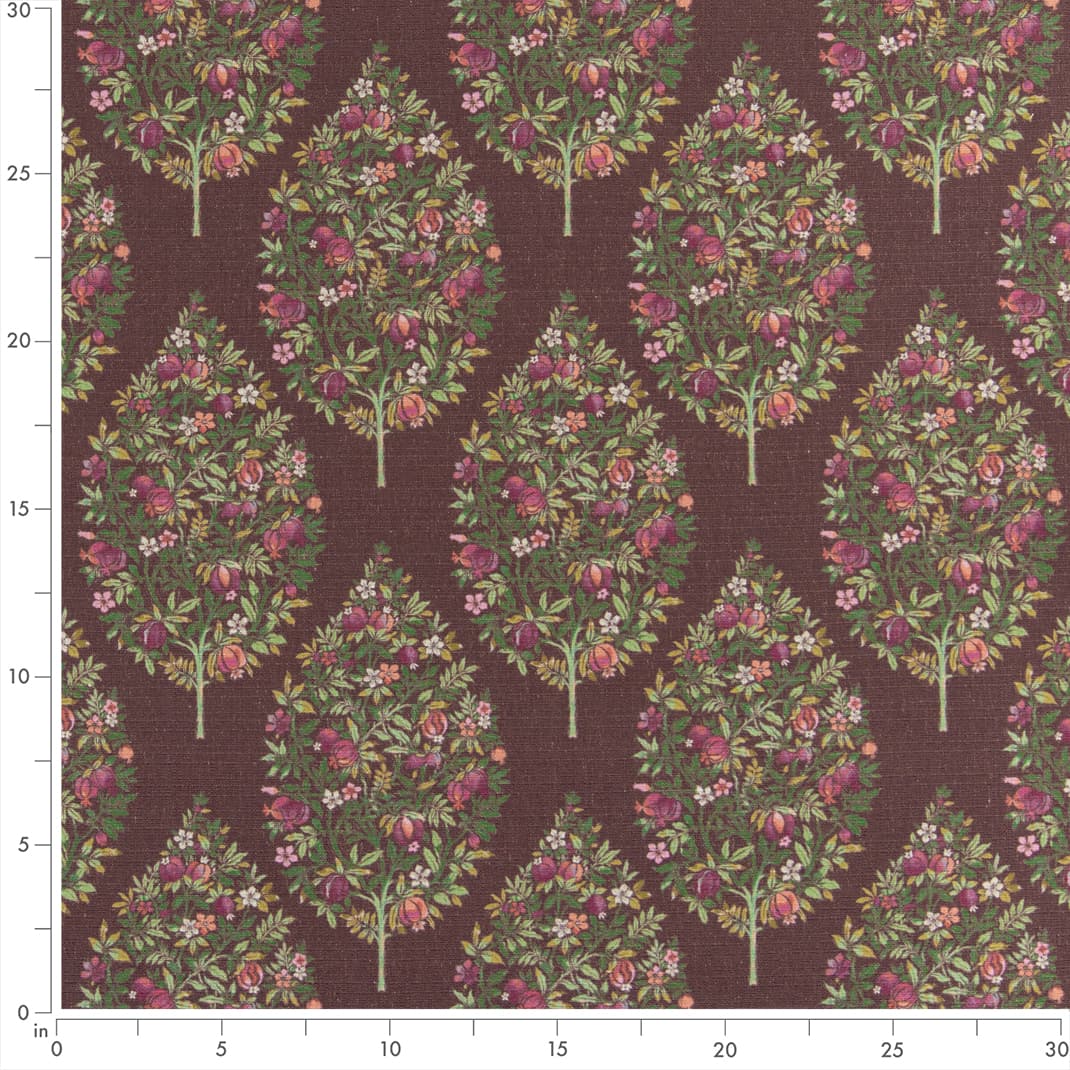 D3340 Floral Wine Green,Purple Charlotte Fabrics