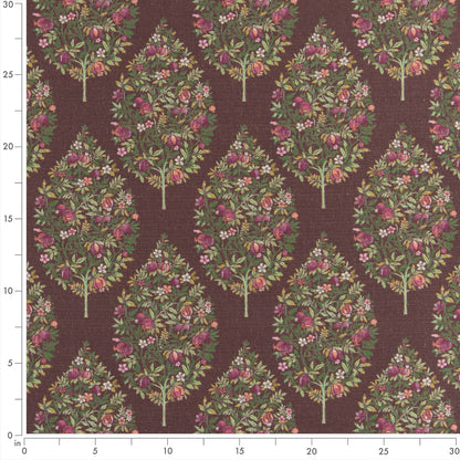 D3340 Floral Wine Green,Purple Charlotte Fabrics