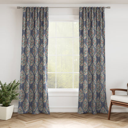 D3341 Floral Navy Blue Charlotte Fabrics