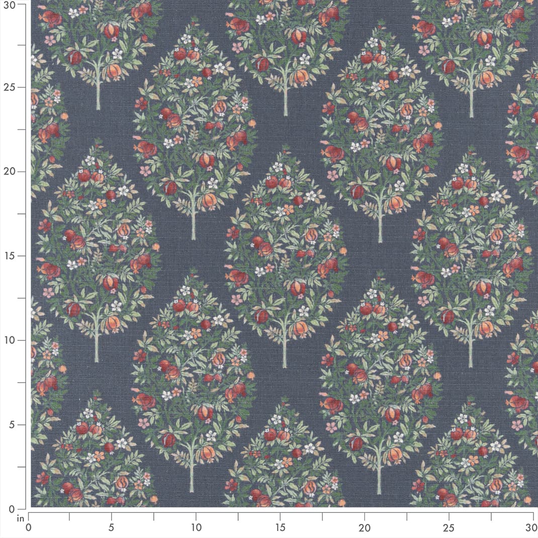 D3341 Floral Navy Blue Charlotte Fabrics