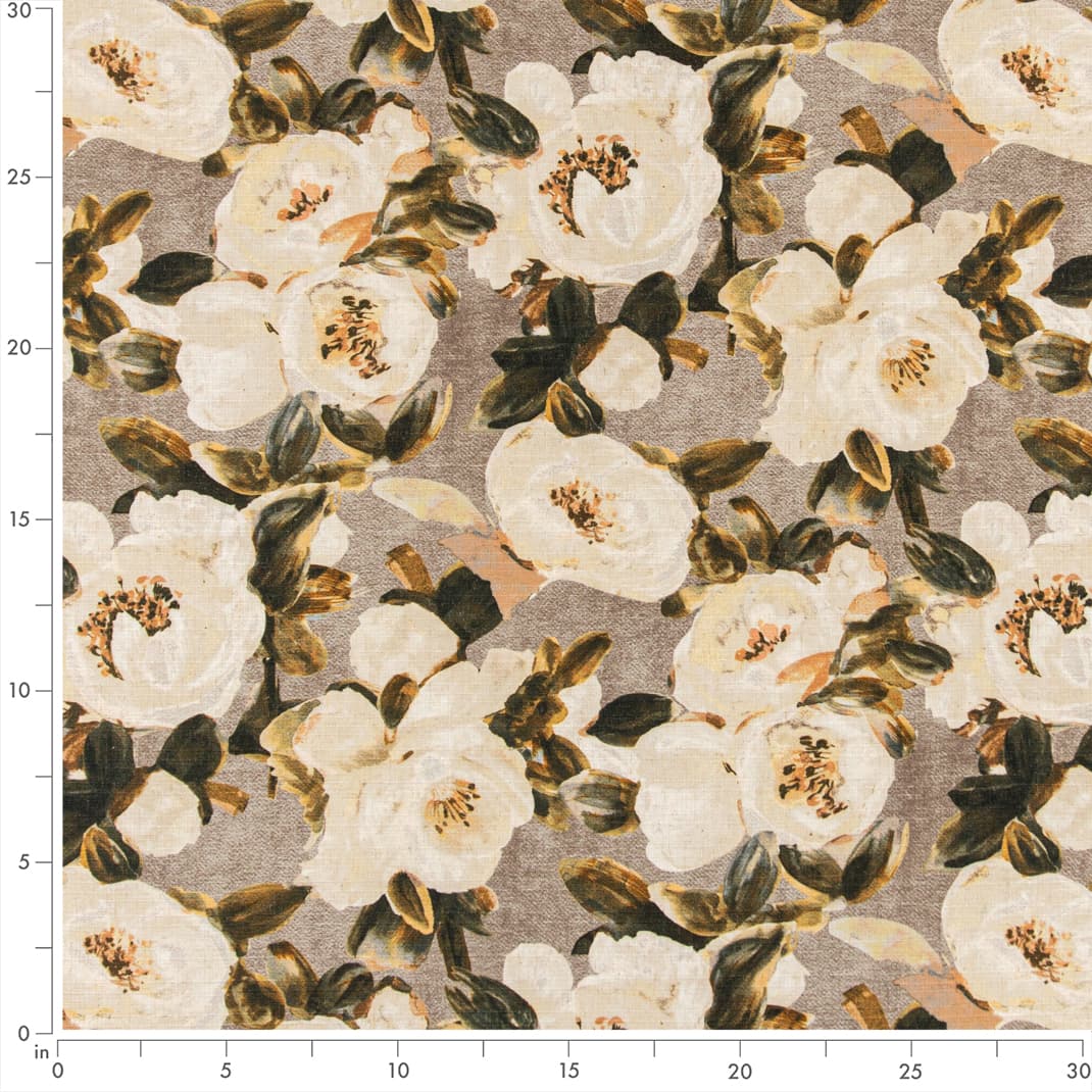 D3342 Floral Latte Beige & Taupe Charlotte Fabrics