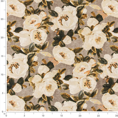 D3342 Floral Latte Beige & Taupe Charlotte Fabrics
