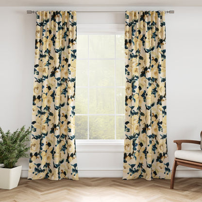 D3343 Floral Lemon Aqua & Teal,Gold & Yellow Charlotte Fabrics
