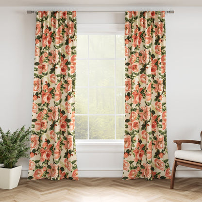 D3345 Floral Rose Coral & Peach,Pink Charlotte Fabrics