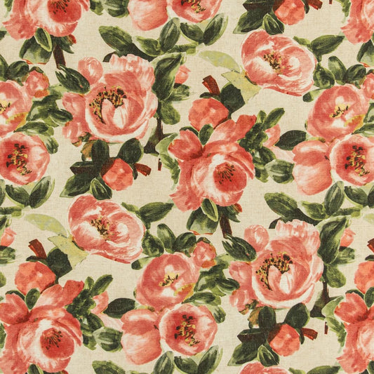 D3345 Floral Rose Coral & Peach,Pink Charlotte Fabrics