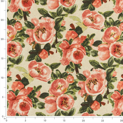 D3345 Floral Rose Coral & Peach,Pink Charlotte Fabrics
