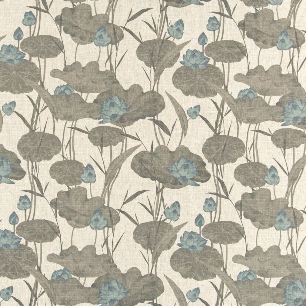 D3348 Floral,Leaves,Tropical & Botanical Storm Blue,Grey & Silver Charlotte Fabrics