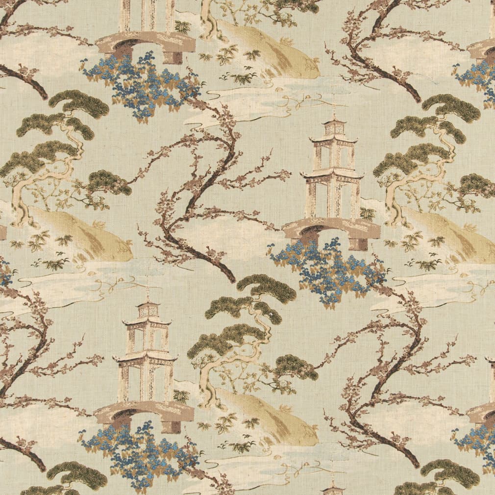 D3351 Global,Novelty,Toile Seafoam Green Charlotte Fabrics