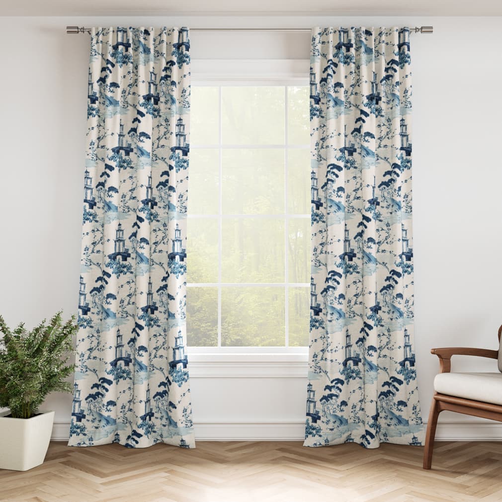 D3352 Global,Novelty,Toile Sapphire Blue Charlotte Fabrics